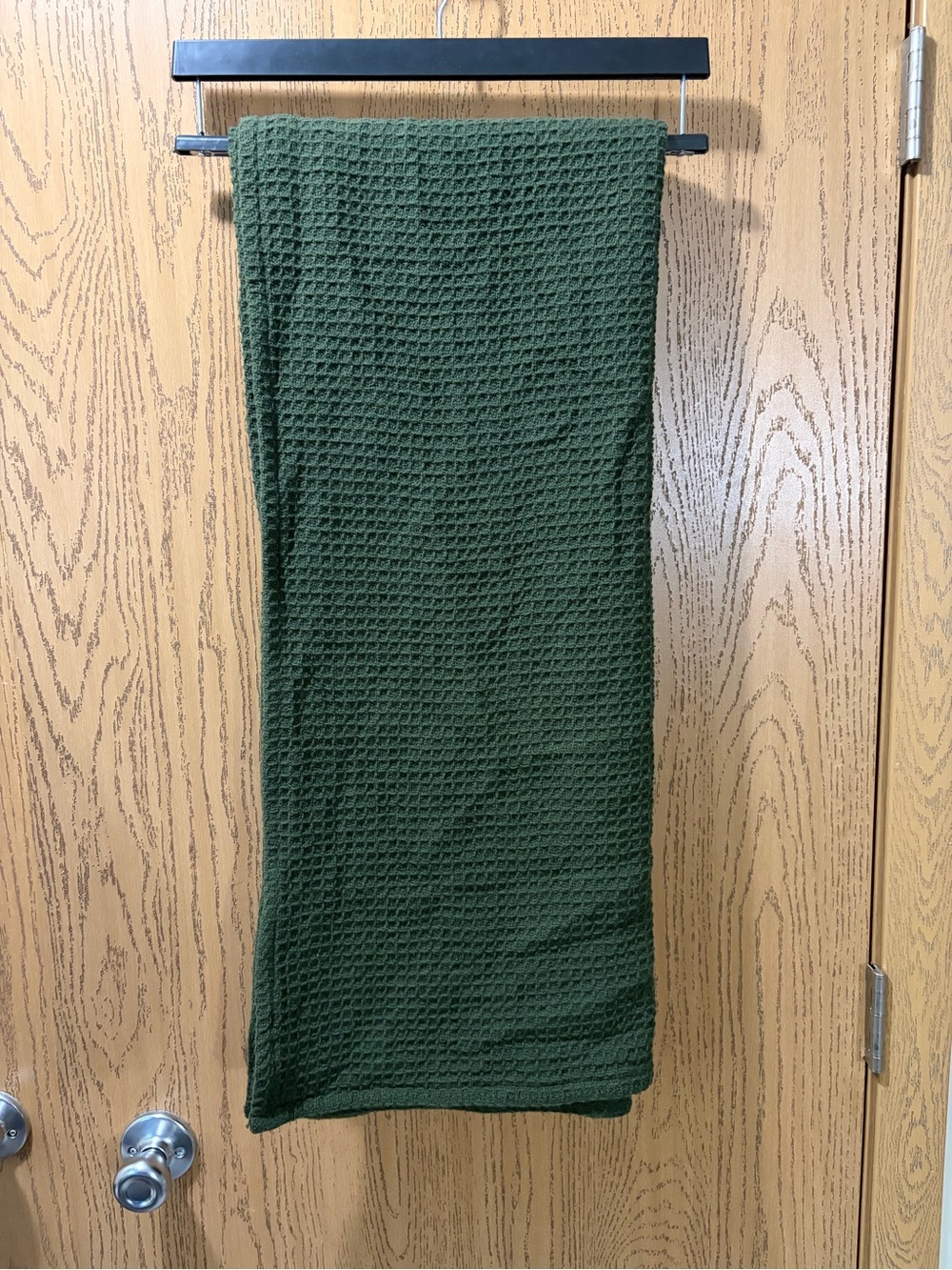Arhaus Waffle Weave Cotton Throw Blanket Dark Green 50x60 Cozy Home Decor